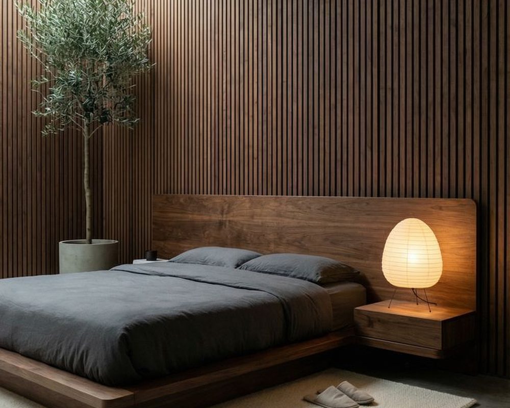 Bedroom interior with panelling by Antarangam