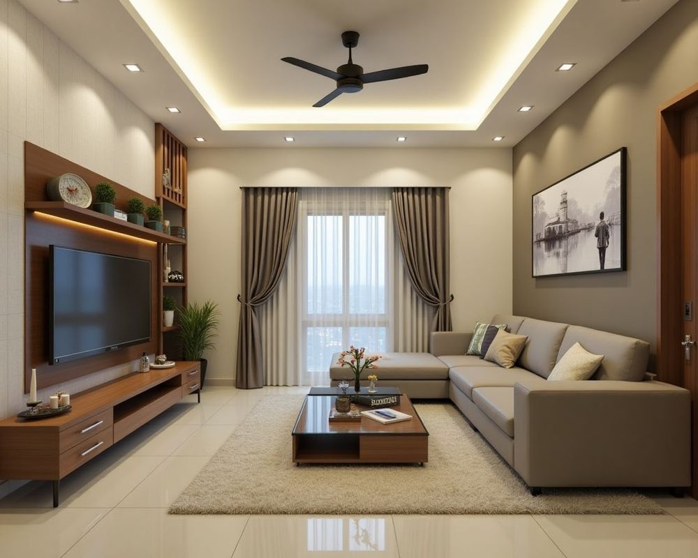 Completed living room interior by Antarangam